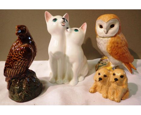 Four Beswick figures including a Barn Owl, largest H: 13 cm. P&amp;P Group 3 (£25+VAT for the first lot and £5+VAT for subseq