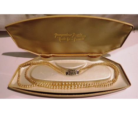 Boxed Pompadour Pearls two strand necklace. P&amp;P Group 1 (£14+VAT for the first lot and £1+VAT for subsequent lots) 
