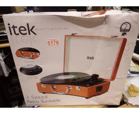 Itek three speed retro turntable, boxed. P&amp;P Group 3 (£25+VAT for the first lot and £5+VAT for subsequent lots) 