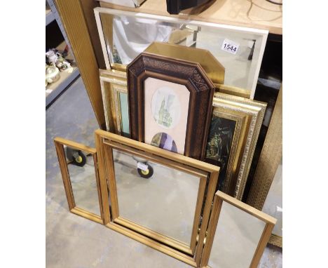 Collection of mixed pictures, prints and mirrors, including an oleograph, largest 40 x 80 cm. Not available for in-house P&am