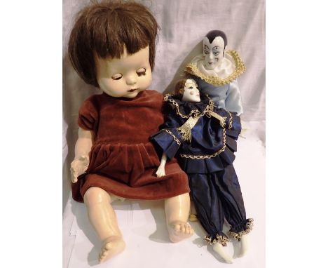Pedigree closing eyes doll and two others. P&amp;P Group 3 (£25+VAT for the first lot and £5+VAT for subsequent lots) 