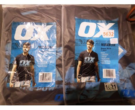 Two new Ox-tools workwear black t-shirts with 50 inch chest, 3XL. P&amp;P Group 2 (£18+VAT for the first lot and £3+VAT for s