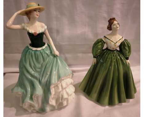 Royal Doulton figurine, Emily, and a Coalport figurine, Kelly, largest H: 21 cm. P&amp;P Group 3 (£25+VAT for the first lot a