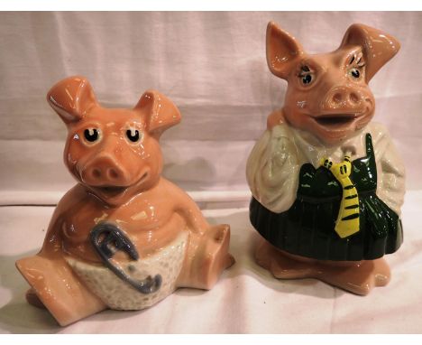 Two NatWest Wade pigs, largest H: 18 cm. P&amp;P Group 2 (£18+VAT for the first lot and £3+VAT for subsequent lots) 