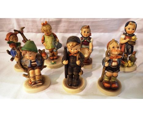 Seven Goebel figurines, all with damages, largest H: 12 cm. P&amp;P Group 3 (£25+VAT for the first lot and £5+VAT for subsequ