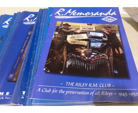 Approx 100 volumes of The Riley RM Club magazines. P&amp;P Group 3 (£25+VAT for the first lot and £5+VAT for subsequent lots)