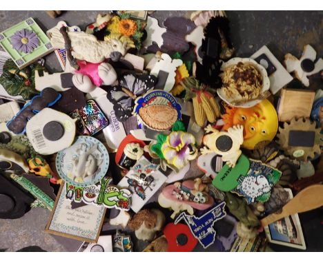 Collection of assorted fridge magnets including ceramic examples. Not available for in-house P&amp;P 