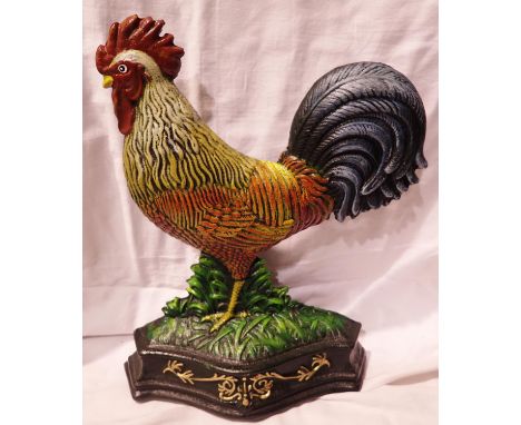 Cast iron cockerel doorstop, H: 30 cm. P&amp;P Group 1 (£14+VAT for the first lot and £1+VAT for subsequent lots) 