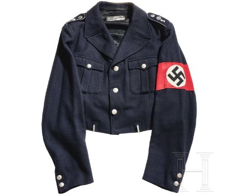 A DAF-Hauptwerksscharführer Tunic  Black wool, four-button front, two patch pockets with scalloped flaps and pleats, open col