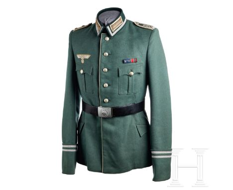 An Infantry NCO "Der Spiess" Tunic Alter Art  Field-grey fine tricot wool, privately tailored, scalloped and pleated breast p