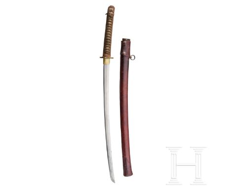 A Late Type 98 Army Officer’s Shin-Gunto  The blade is oil tempered, has a Seki stamp, and is signed Kojima Kunifusa. It is n