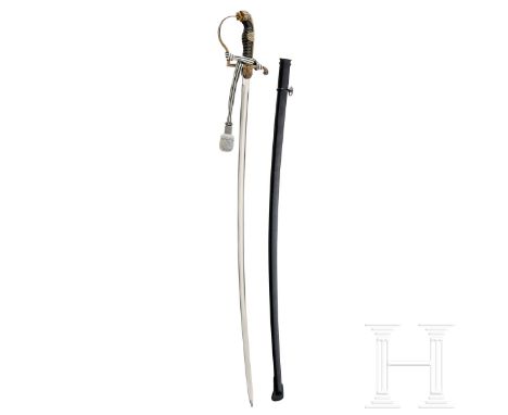A Saber for Army Officer   Maker Anton Wingen Jr., Solingen, nickel-plated, slightly curved blade with manufacturers logo on 