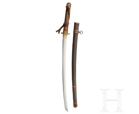 A Type 98 Army Officer’s Shin-Gunto  Unsigned with straight temper blade. Mounts present well, in very nice condition with go