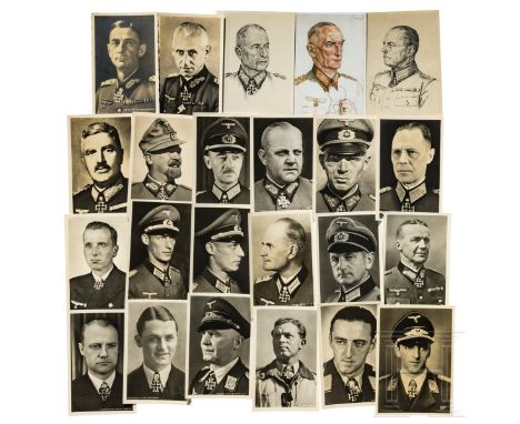 Sammlung von 50 Ritterkreuzträger-Postkarten Heer, KM, LW  Jeweils unsigniert. Überwiegend Willrich-Portraits (W), Heinrich H