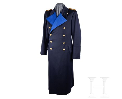 A Great Coat of Admiral Kleikamp  Dark-blue doeskin wool, double-breasted full-length coat, cornflower-blue finished lapels, 