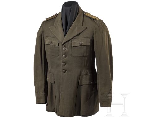 Dienstfeldbluse des Brigadegenerals und Ritterkreuzträgers Radu Korne Leichter Sommerrock aus olivbraunem Stoff mit offenem R