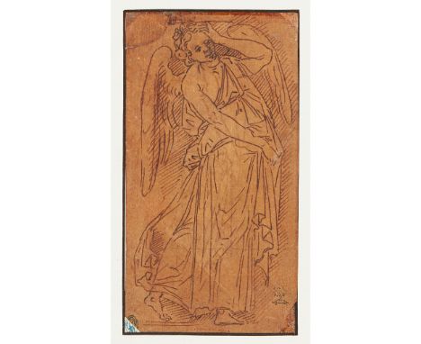 15TH/16TH CENTURY OLD MASTER SCHOOL DOUBLE SIDED DRAWINGS OF ANGELS pen and ink(16cm x 8cm (6.25in x 3.25in))Footnote: Note: 