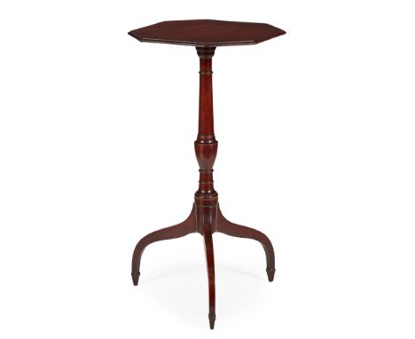 LATE GEORGE III MAHOGANY OCTAGONAL TRIPOD WINE TABLE LATE 18TH CENTURY the top with a moulded edge on a slender baluster supp