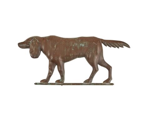 AMERICAN SPORTING DOG COPPER WEATHER VANE LATE 19TH/EARLY 20 CENTURY in the form of a setter in profile, the hollow body in l