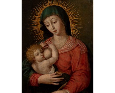 EUROPEAN SCHOOL (17TH/18TH CENTURY)  MADONNA AND CHILD oil on panel(35cm x 27cm (13.75in x 10.5in))