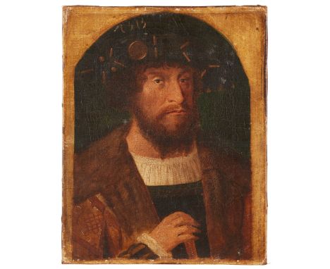 AFTER MICHEL SITTOW (FLEMISH 1469-1525) PORTRAIT OF CHRISTIAN II OF DENMARK oil on canvas, unframed(30.5cm x 24cm (12in x 9.5