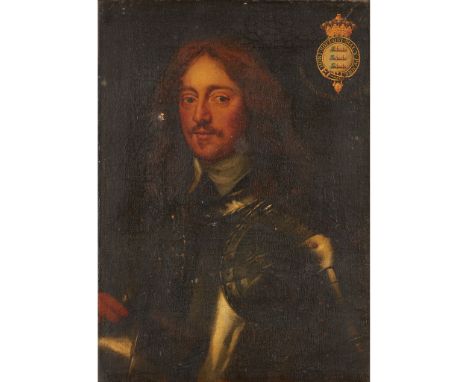 18TH CENTURY BRITISH SCHOOL HALF LENGTH PORTRAIT OF MONTAGUE, 2ND EARL OF LINDSAY IN ARMOUR inscribed, oil on canvas(56cm x 4