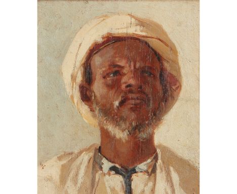 19TH CENTURY ORIENTALIST SCHOOL PORTRAIT OF A MAN oil on panel(12cm x 10cm (4.75in x 4in))