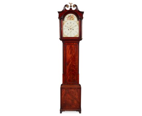 SCOTTISH MAHOGANY LONGCASE CLOCK, JOHN SMITH, PITTENWEEM EARLY 19TH CENTURY of neat size, the signed painted dial with Arabic