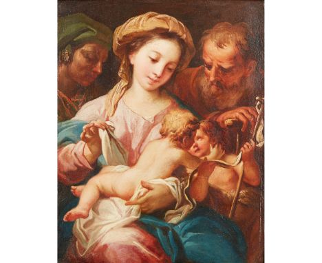 CIRCLE OF GAETANO GANDOLPHI (ITALIAN 1734-1802) THE HOLY FAMILY AND ST JOHN oil on panel(33cm x 27cm (13in x 10.5in))Footnote