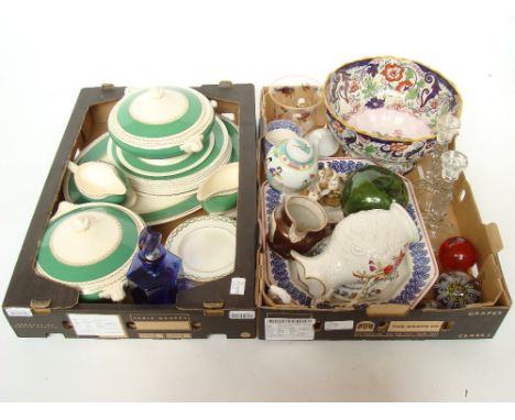 Mixed 19th Century and later ceramics comprising a large 19th Century Amherst Japan pattern ironstone footed bowl (repaired),