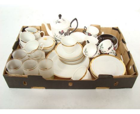 Royal Albert Masquerade coffee service comprising coffee pot and cover, sugar bowl, milk jug, six coffee cups and saucers tog