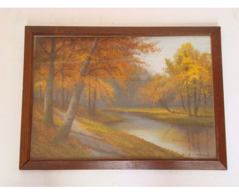 Reginald Daniel Sherrin (1891 - 1971) Autumnal landscape, gouache on board, signed R. D Sherrin, f/g. 