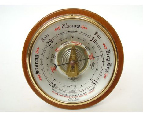 A Shortlan Bowen teak cased aneroid wall barometer 