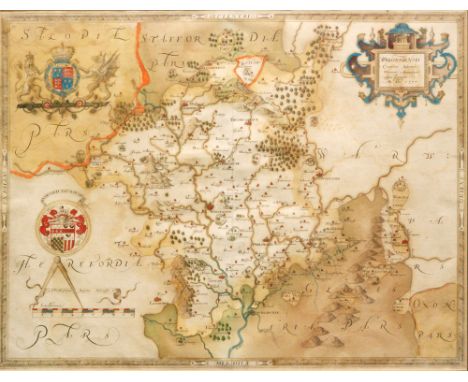 CHRISTOPHER SAXTON - 'Wigorniensis' (Worcestershire), hand coloured engraving, dated 1577, first edition, published circa 157