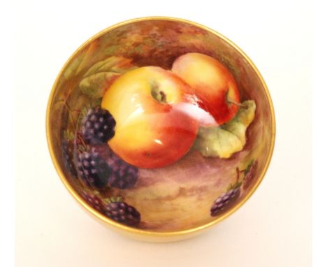A Royal Worcester high sided 'Fallen Fruits' bowl decorated by Price with hand painted apples and blackberries to the interio