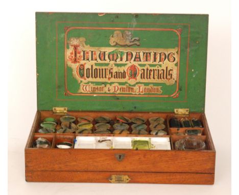 An early 20th Century Windsor and Newton 'Illuminating Colours and Materials' artist's box, the mahogany box containing numer
