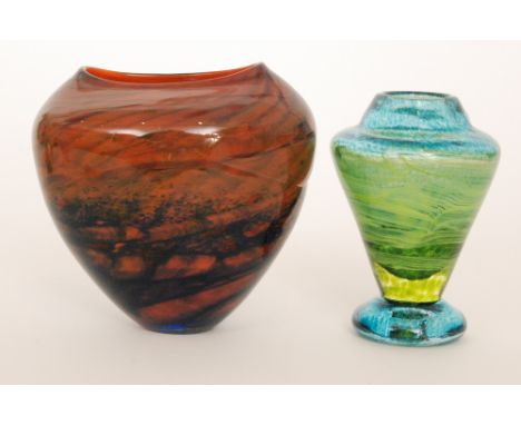 A later 20th Century Martin Andrews studio glass vase made for Dudley Glass Festival, of compressed ovoid form, decorated wit