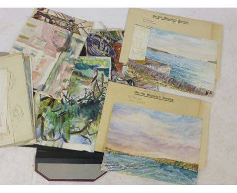 Phyllis Isobella Pearsall MBE (1906-1996),
a seascape,
watercolour and ink,
bearing the pencil script verso 'owned by Miss Pr