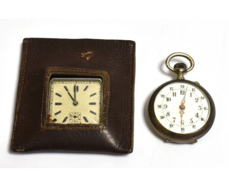 ANTIQUE FOB WATCH &amp; VINTAGE TRAVEL WATCH French silver fob watch 30.0mm diameter, interior of dust cover stamped with Fre