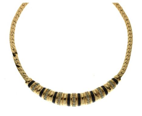 Christian Dior - Gold-plated necklace set diamante pastes and enamel on flexible chain  
