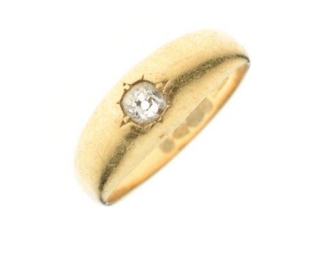 18ct gold and solitaire diamond 'Creole' ring, size R, 5.4g gross approx  
