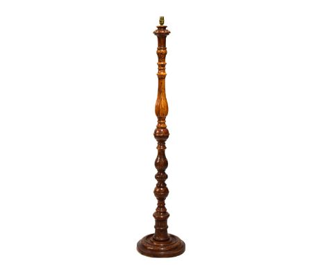 Late 20th Century turned beech standard lamp  