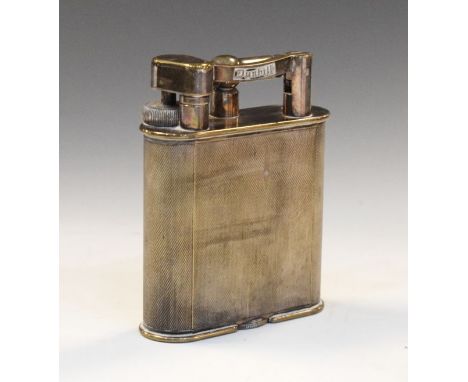 Early 20th Century Dunhill silver-plated table lighter of large size, Patent No.390107, Reg'd Design No.737418, 10cm high  