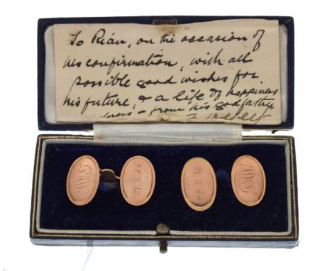 Cased pair of 9ct gold oval cufflinks, 5.5g approx  