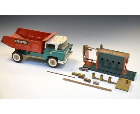 Vintage Triang Highways truck, along with a loose likely Mamod engine  