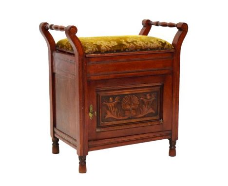 Victorian stained beech box seat piano stool  