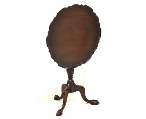 Reproduction mahogany snap top tripod table, 59cm diameter  