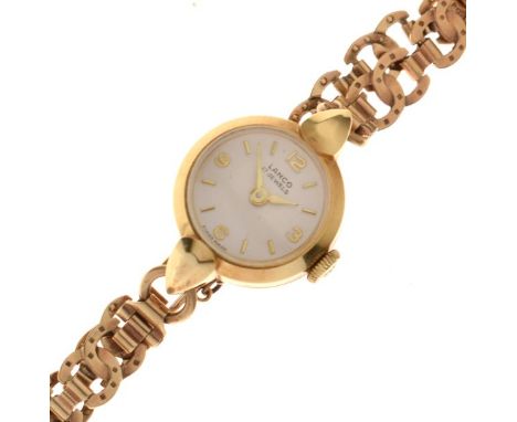 Lady's 9ct gold-cased wristwatch, Lanco 17 jewels, manual wind movement, 12.4g gross approx  