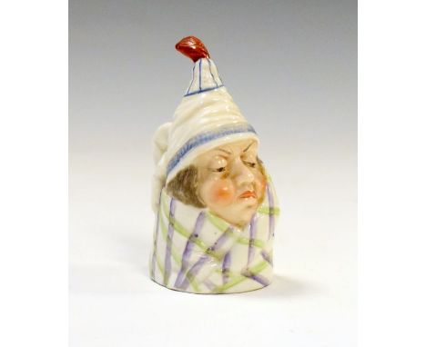 Royal Worcester porcelain candle snuffer, Mr Caudle, 8.5cm high  