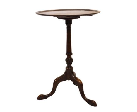 19th Century mahogany tray snap top tripod table, 49.5cm diameter  